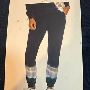 Ladies Tie-Dye Hem Jogger Pants - Navy